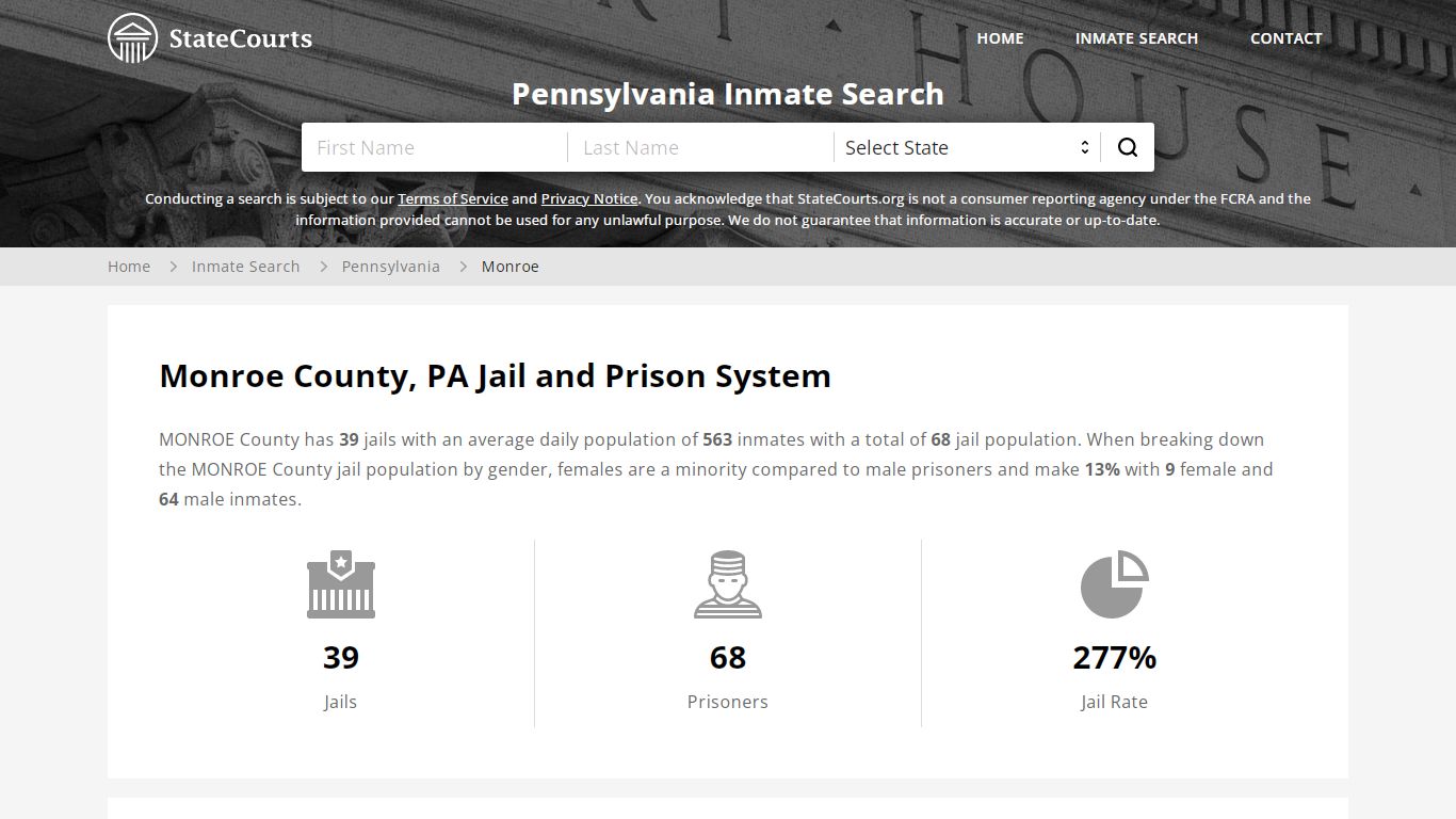 Monroe County, PA Inmate Search - StateCourts